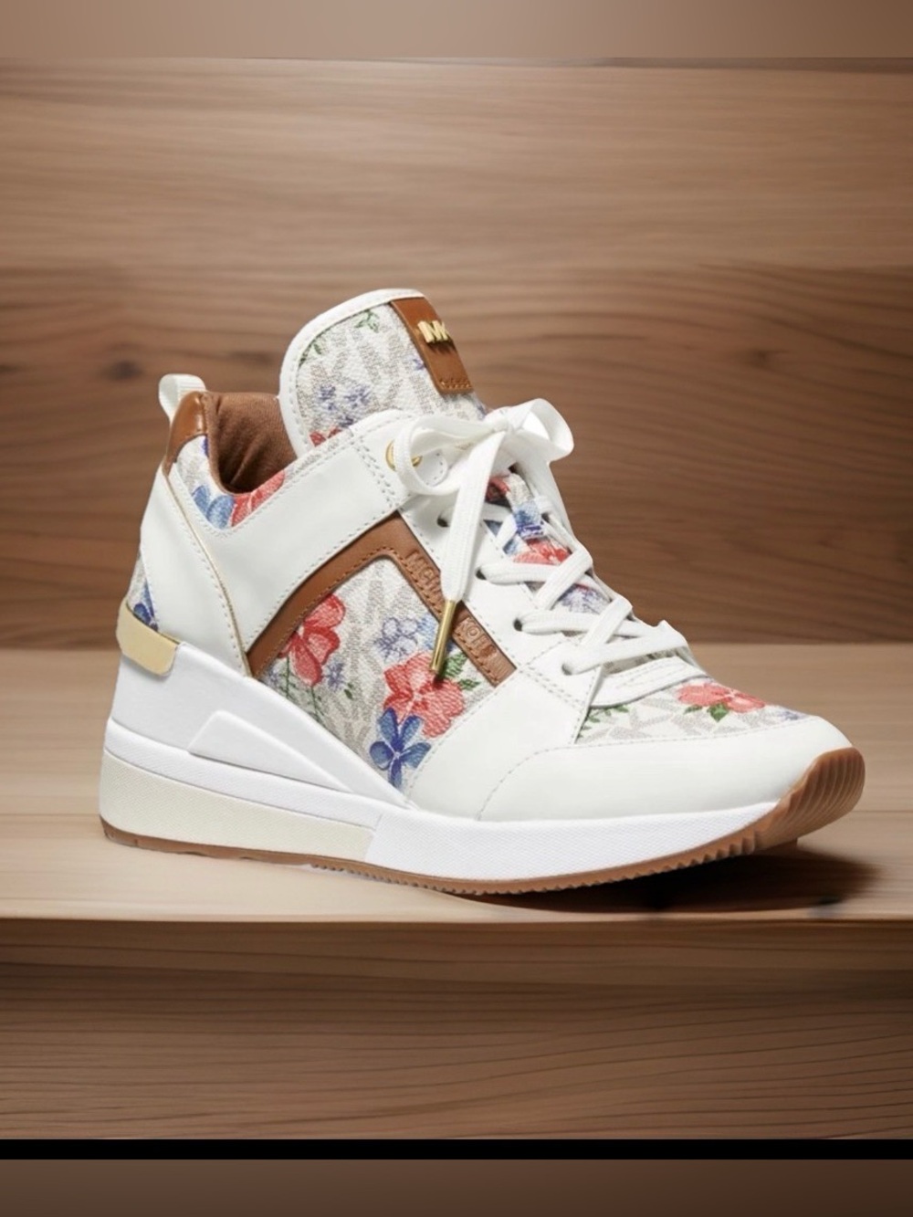 Michael Kors Georgie Trainer Floral MK Logo Lace -up Sneaker ~9.5